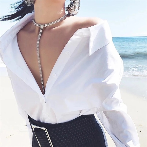 Women T Logan Clavicle Crystal Choker Necklace - Picture 5 of 8